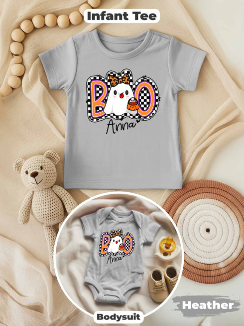 Personalized Baby “BOO” Bodysuit – Cute Halloween Ghost Outfit with Custom Name