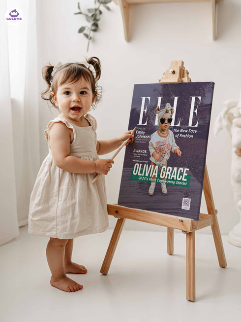 Baby Style Magazine Poster or Canvas – Custom Photo & Text – Luxury Baby Wall Art