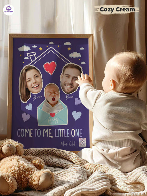 Personalized Family Baby Poster – “Come to Me, Little One” Christian Nursery Wall Art