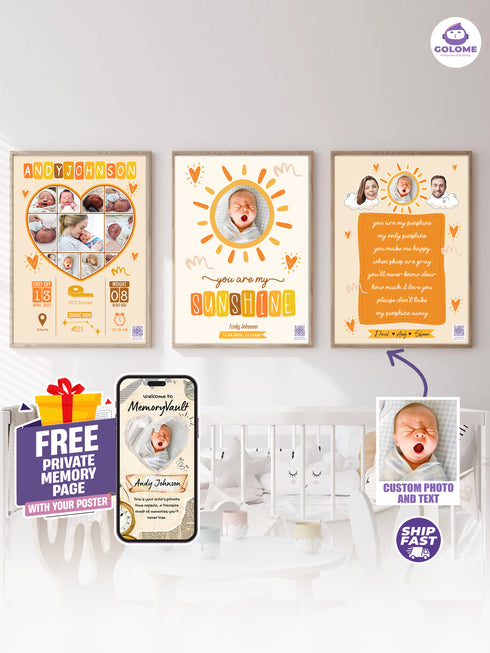 Baby Sunshine Poster Bundle – Personalized Newborn Wall Art & Keepsake